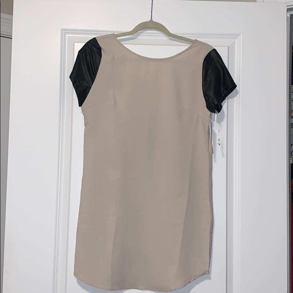 TOBI Leather Sleeve Shift Dress